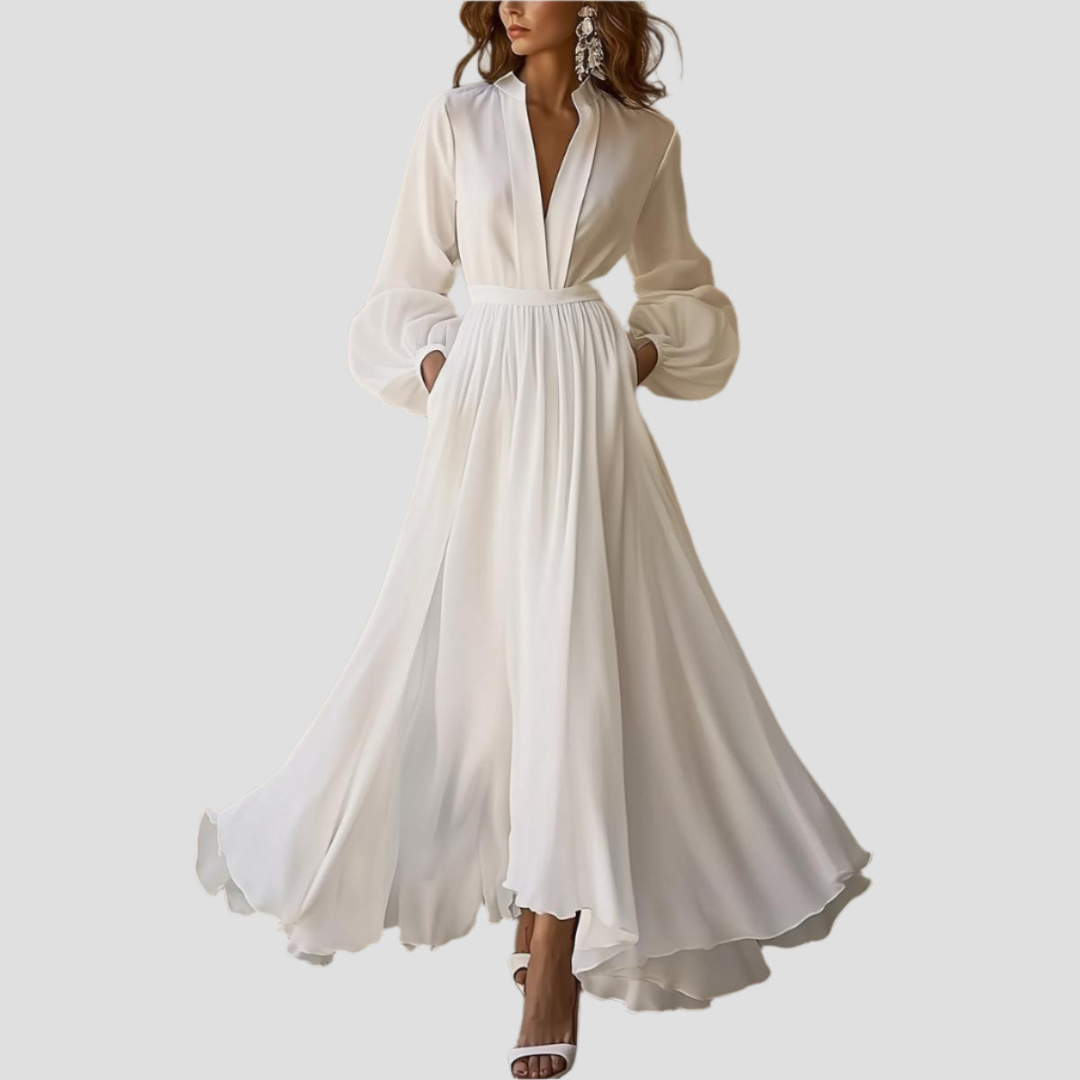 Elegantes Maxikleid mit voluminösen Ärmeln 0