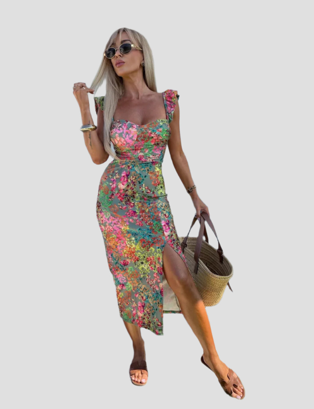 Elegantes Midikleid mit Floralem Muster für Festlichkeiten 0