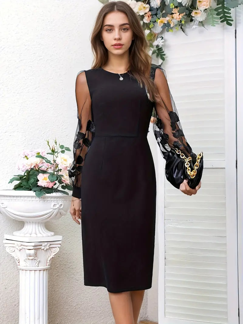 Elegantes Midikleid mit durchsichtigen Ärmeln 2