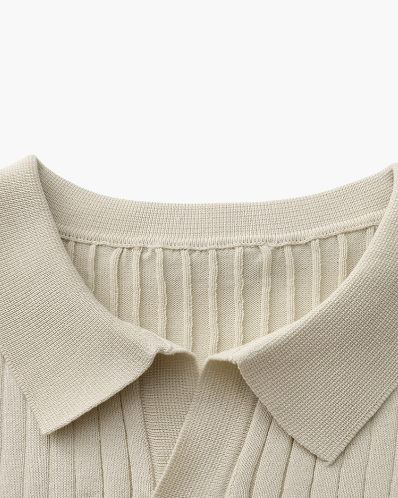 Elegantes Poloshirt mit feiner Rippstruktur 4