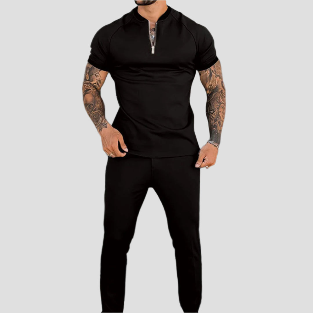 Elegantes Sommer Outfit mit Kurzarm-Top und Lockeren Hosen für Stilvolle Anlässe 1
