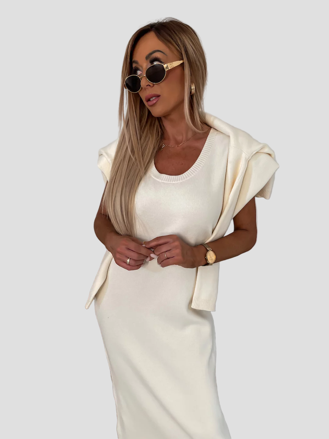 Elegantes Strickkleid mit Rollkragen für jeden Tag 0