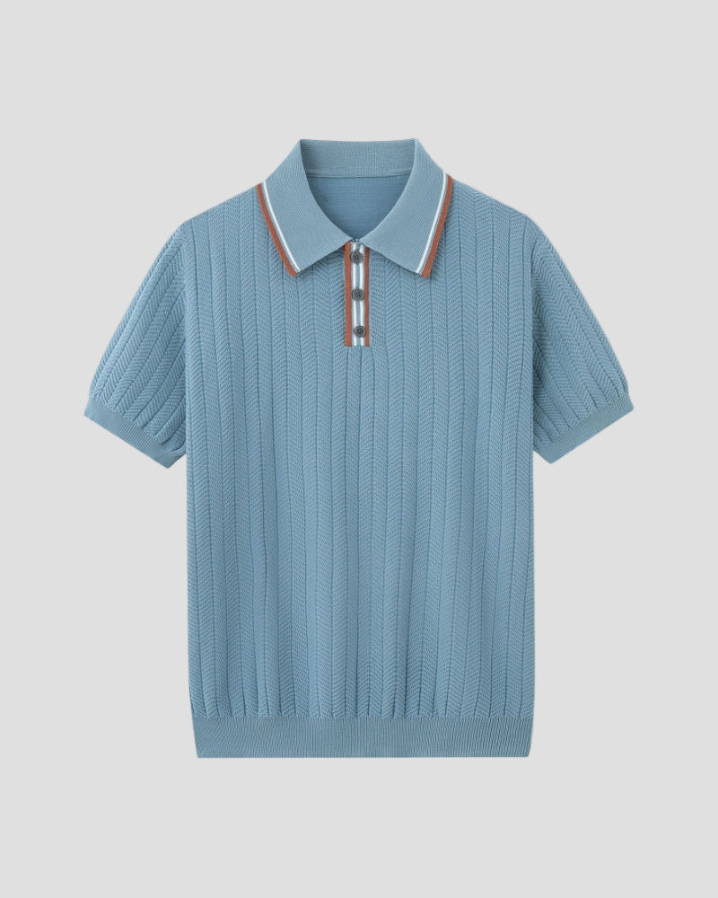 Elegantes Strickpolo Herren mit feiner Struktur 0