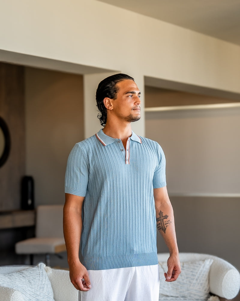 Elegantes Strickpolo Herren mit feiner Struktur 1