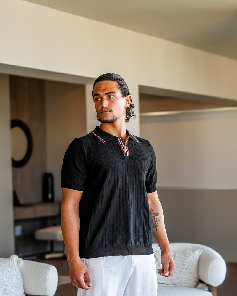 Elegantes Strickpolo Herren mit feiner Struktur 4