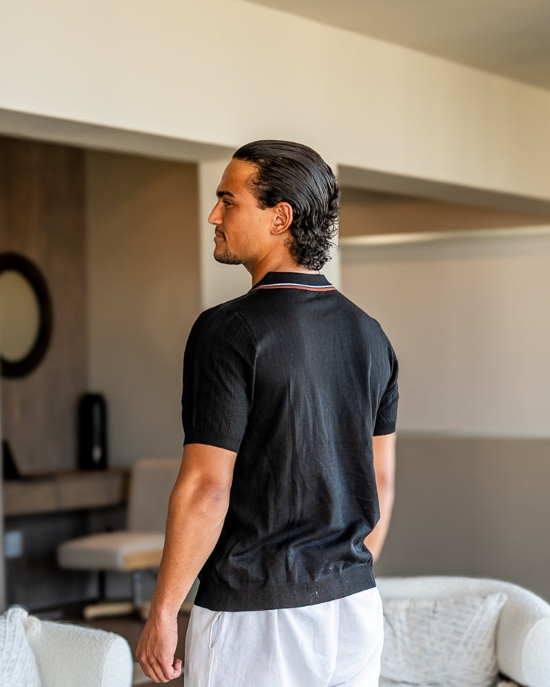 Elegantes Strickpolo Herren mit feiner Struktur 5