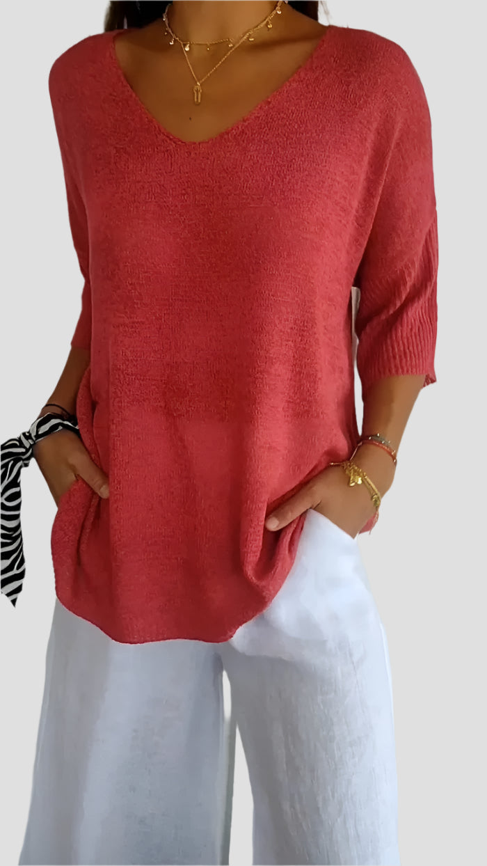Elegantes V-Ausschnitt Stricktop für Damen – Vielseitig und Stilvoll 1