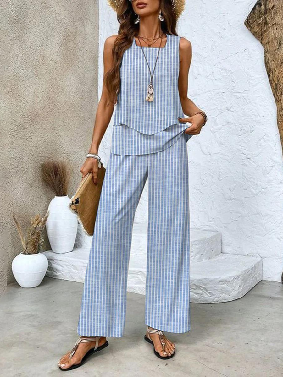 Elegantes Damen Twin Set mit ärmellosem Top und gerader Hose für besondere Anlässe 6