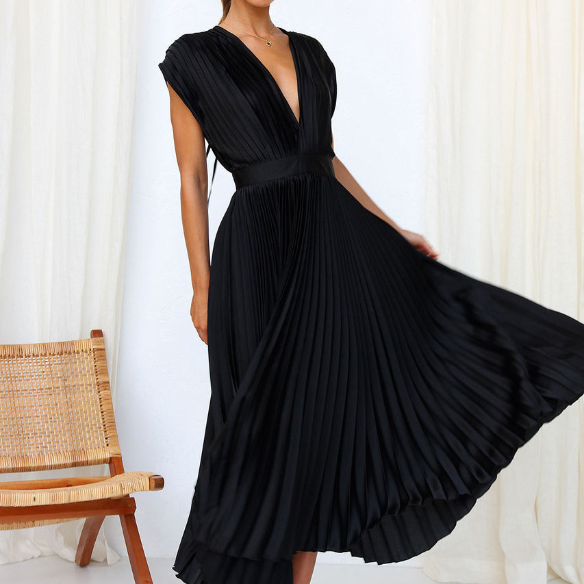 Elegantes V-Ausschnitt Kleid mit Rückenbindung – Fließender Stoff für jede Gelegenheit 5