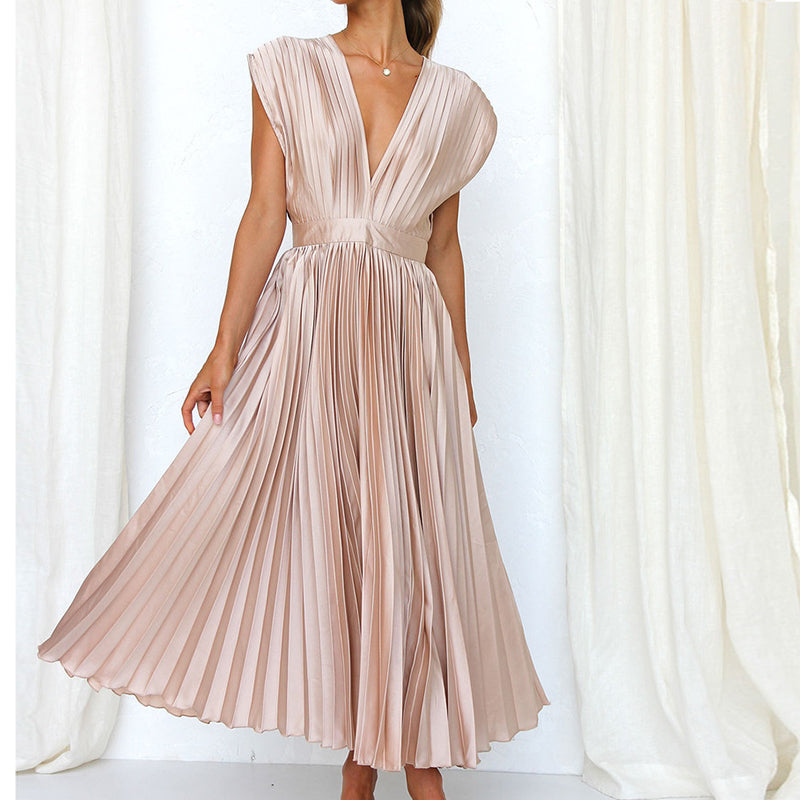 Elegantes V-Ausschnitt Kleid mit Rückenbindung – Fließender Stoff für jede Gelegenheit 7