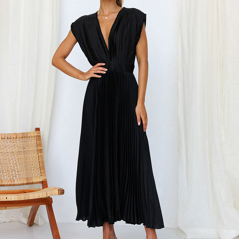 Elegantes V-Ausschnitt Kleid mit Rückenbindung – Fließender Stoff für jede Gelegenheit 8