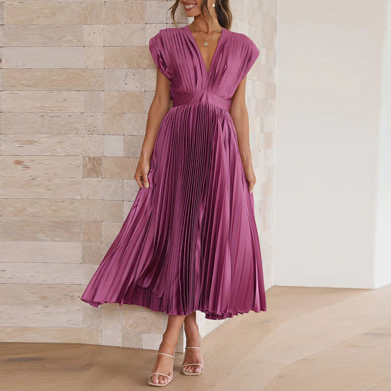 Elegantes V-Ausschnitt Kleid mit Rückenbindung – Fließender Stoff für jede Gelegenheit 9