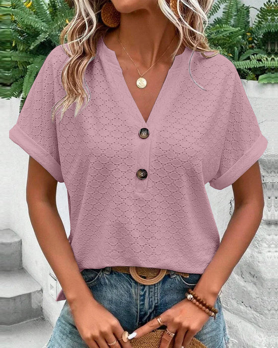 Elegantes V-Ausschnitt Top für Damen – Kurzärmlig, Bequeme Passform, Vielseitig Kombinierbar 2