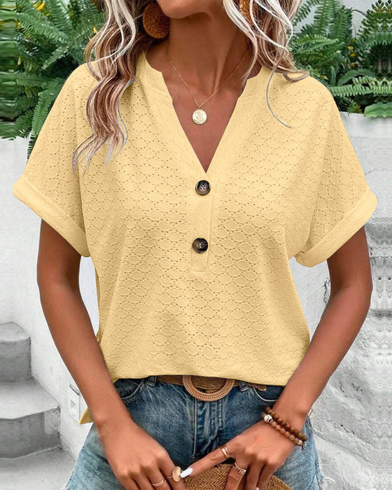 Elegantes V-Ausschnitt Top für Damen – Kurzärmlig, Bequeme Passform, Vielseitig Kombinierbar 5