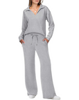 Elegantes Zweiteiliges Set mit V-Ausschnitt und Lockeren Hosen für Komfort und Stil 3