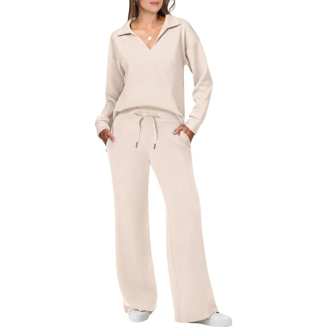 Elegantes Zweiteiliges Set mit V-Ausschnitt und Lockeren Hosen für Komfort und Stil 6