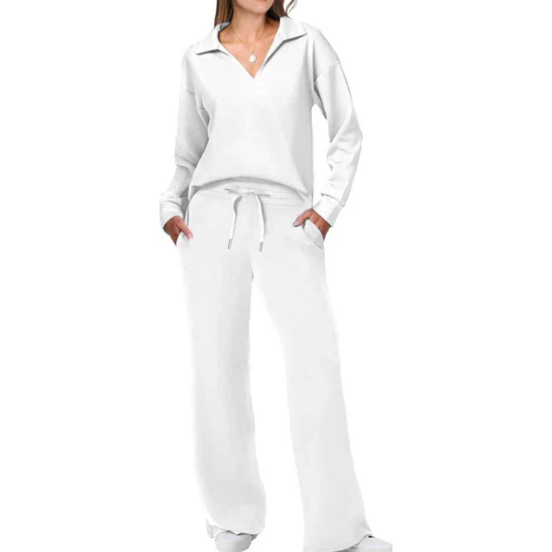 Elegantes Zweiteiliges Set mit V-Ausschnitt und Lockeren Hosen für Komfort und Stil 7