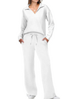 Elegantes Zweiteiliges Set mit V-Ausschnitt und Lockeren Hosen für Komfort und Stil 7
