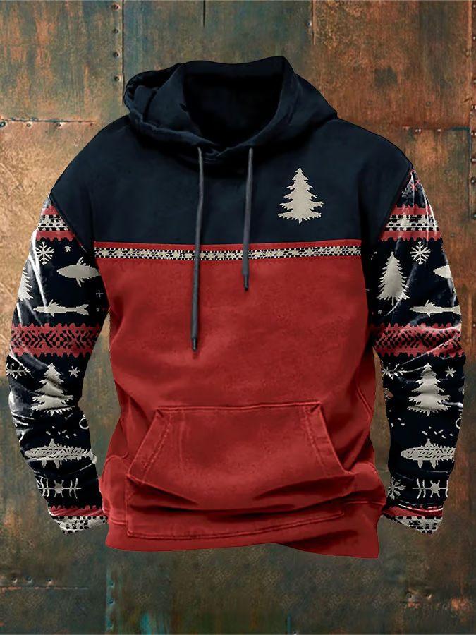 Elias | Herren Winter Hoodie warm gefüttert Kapuze Weihnachtsmotiv 0