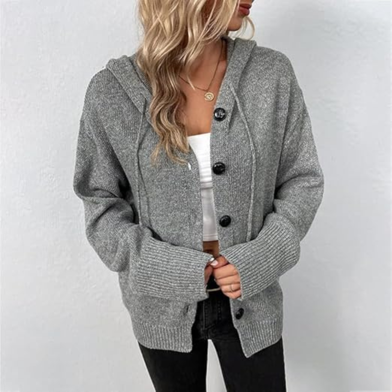 Entspannte Strickjacke mit Knopf für Komfort 1