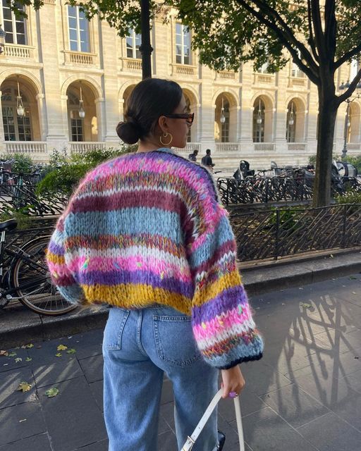 Farbenfrohe Strickjacke mit offenem Design für jeden Tag 0