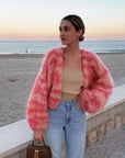 Farbenfrohe Strickjacke mit offenem Design für jeden Tag 2