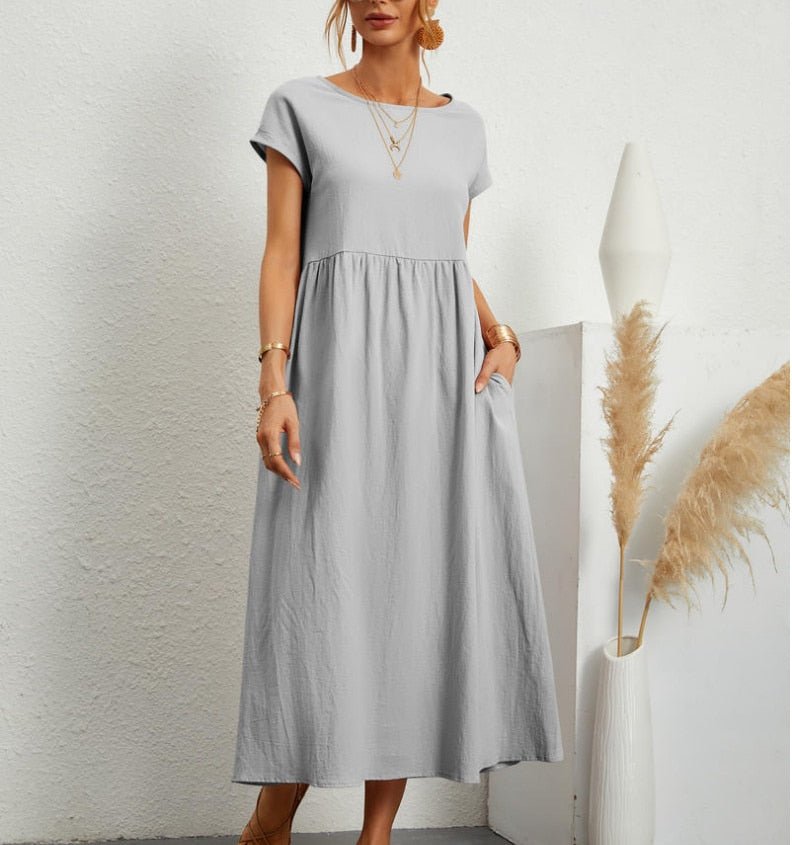 Fließendes Maxikleid für Damen aus leichtem Material – Elegantes Sommerkleid in Weiß für verschiedene Anlässe 2
