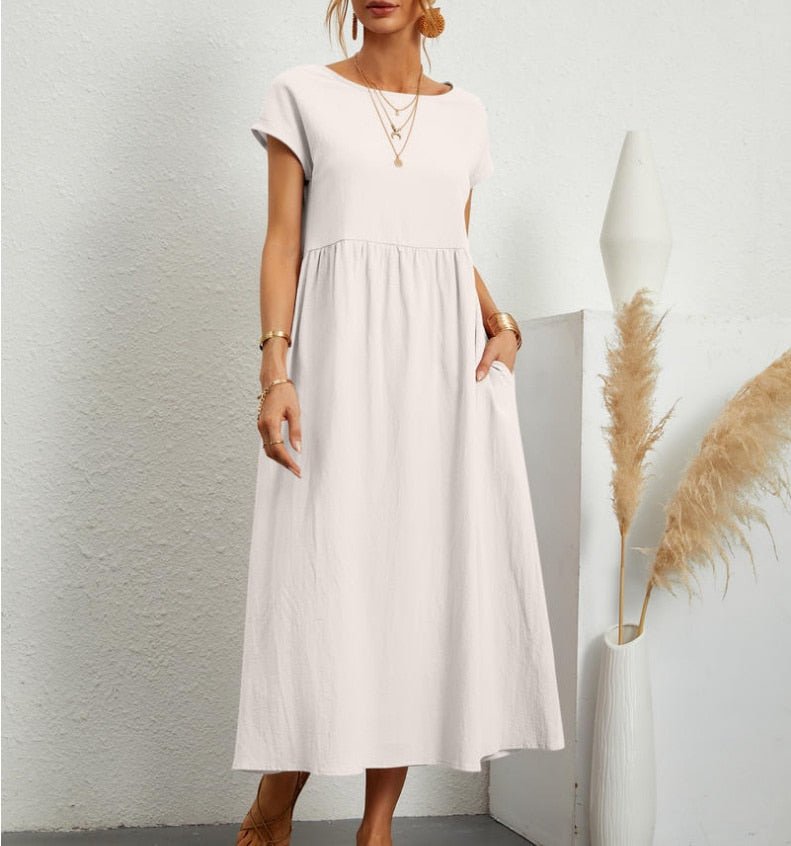 Fließendes Maxikleid für Damen aus leichtem Material – Elegantes Sommerkleid in Weiß für verschiedene Anlässe 6