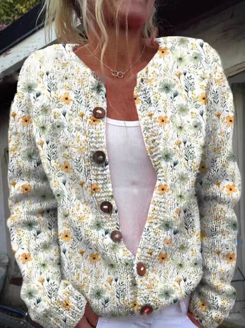Florale Strickjacke mit elegantem Schnitt 1