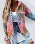 Geflochtener Wintermantel mit buntem Muster 4