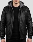 Elegante Lederjacke Herren mit Kapuze für jeden Tag