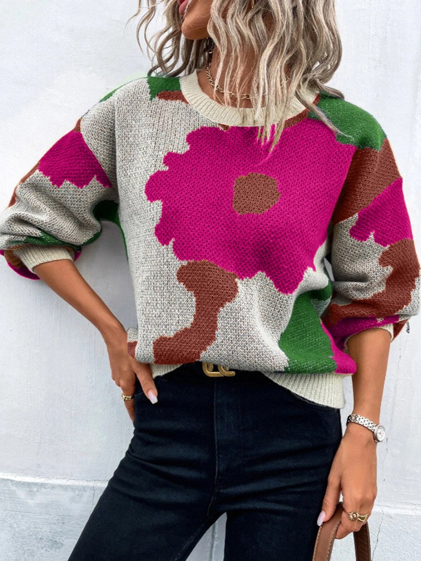 Gemusterter Damenpullover mit Modernem Schnitt 0