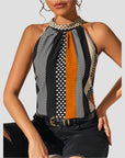 Geometrisches Damen Top mit Elegantem Halterdesign 0