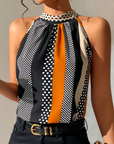 Geometrisches Damen Top mit Elegantem Halterdesign 1