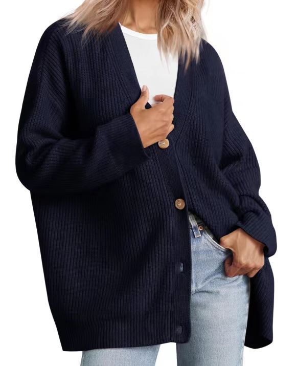 Gestreifte Strickjacke Damen mit entspannter Silhouette 1