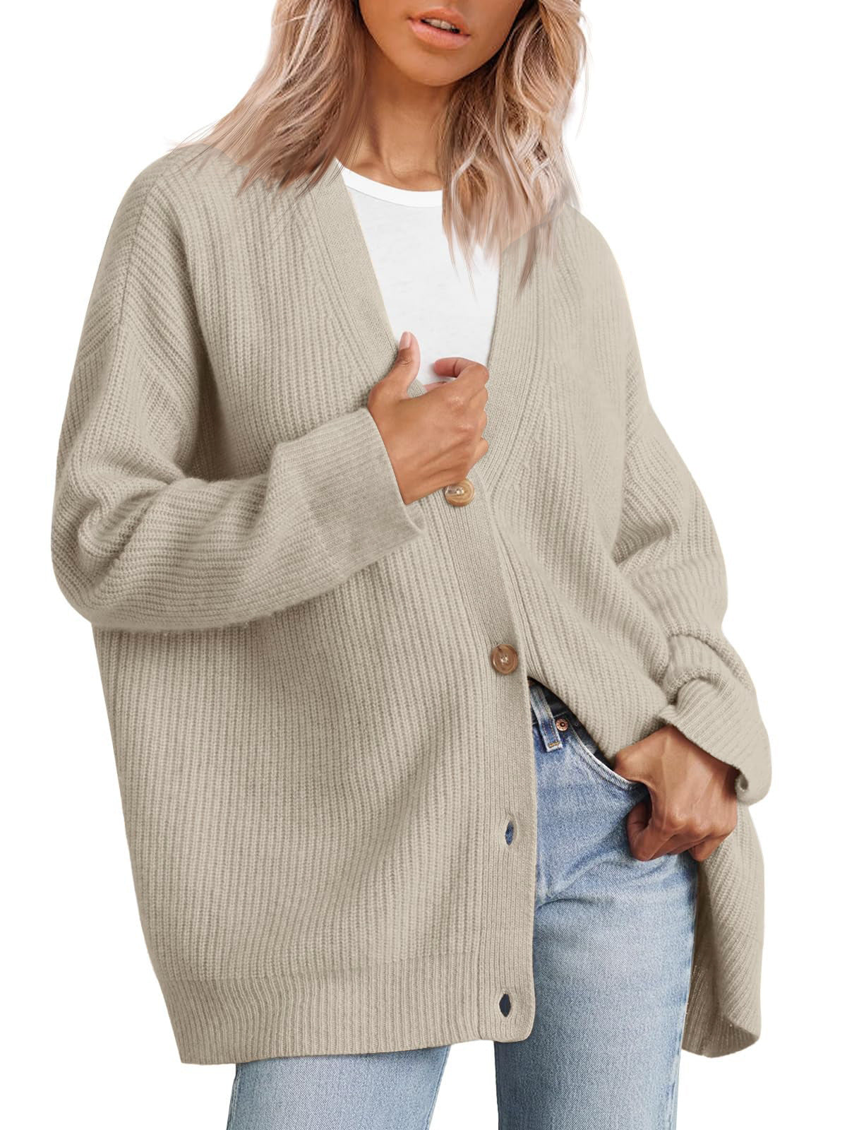 Gestreifte Strickjacke Damen mit entspannter Silhouette 7