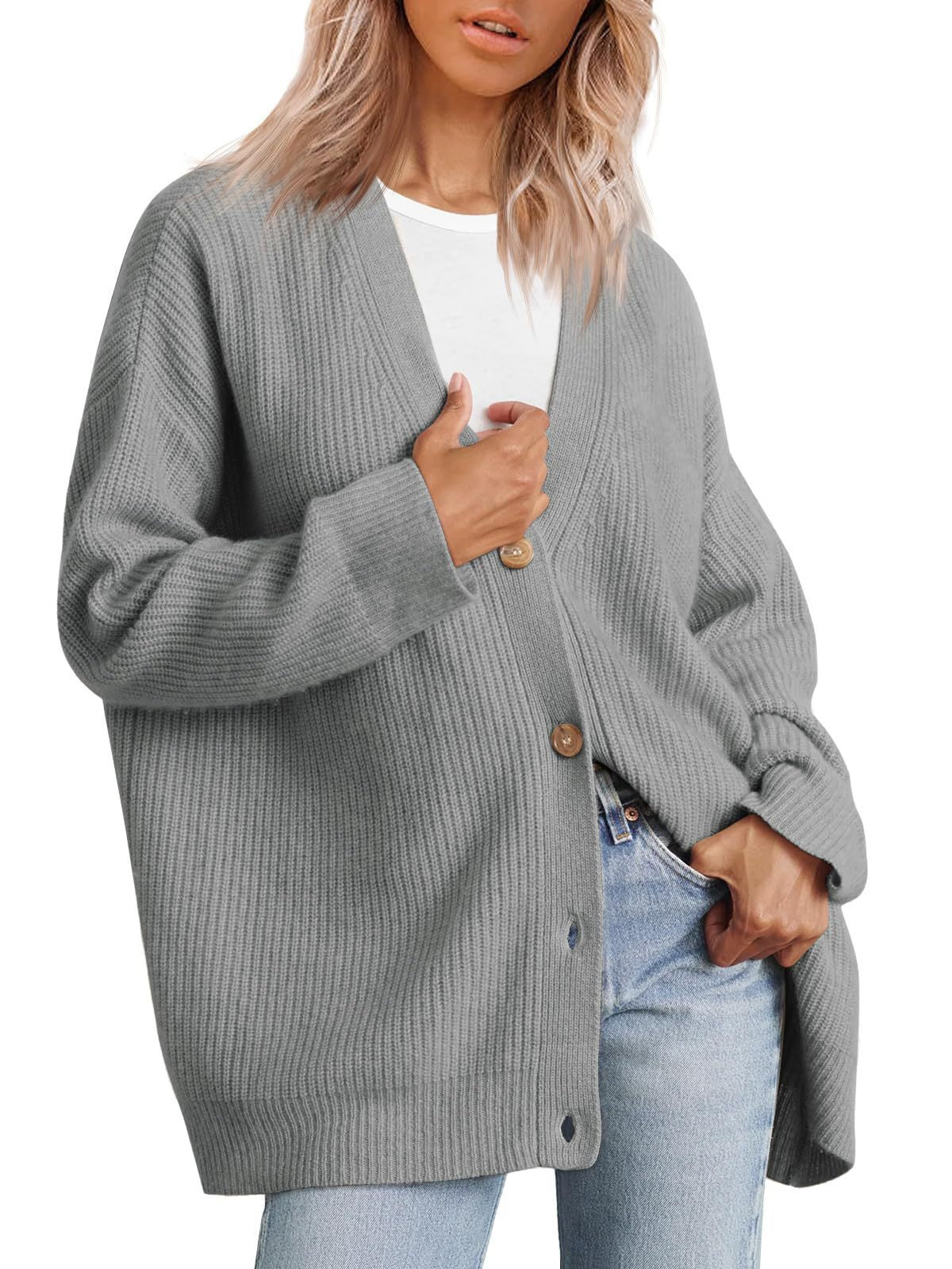 Gestreifte Strickjacke Damen mit entspannter Silhouette 9