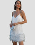 Glamouröses Cocktailkleid mit Pailletten und Federn – Perfekt für Hochzeiten und besondere Anlässe 1