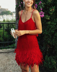 Glamouröses Cocktailkleid mit Pailletten und Federn – Perfekt für Hochzeiten und besondere Anlässe 10