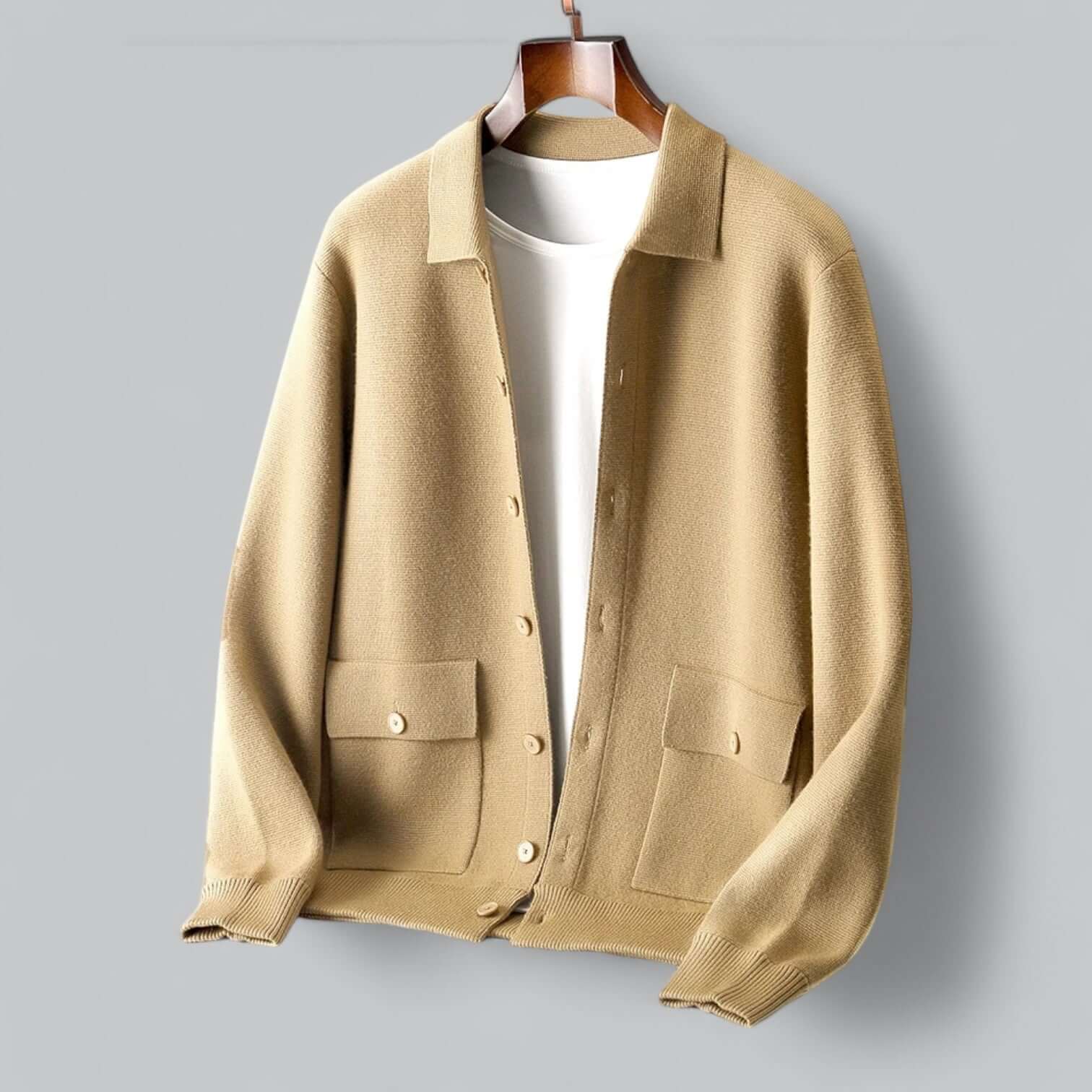 Harmonischer | Herren Cardigan Schwarz Eleganter Kaschmir-Mix Mit Klassischem Umlegekragen 7