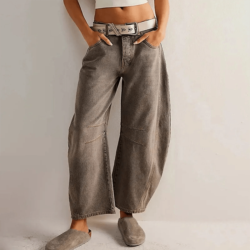 Hoch Taillierte Damenjeans mit Weitem Bein 6
