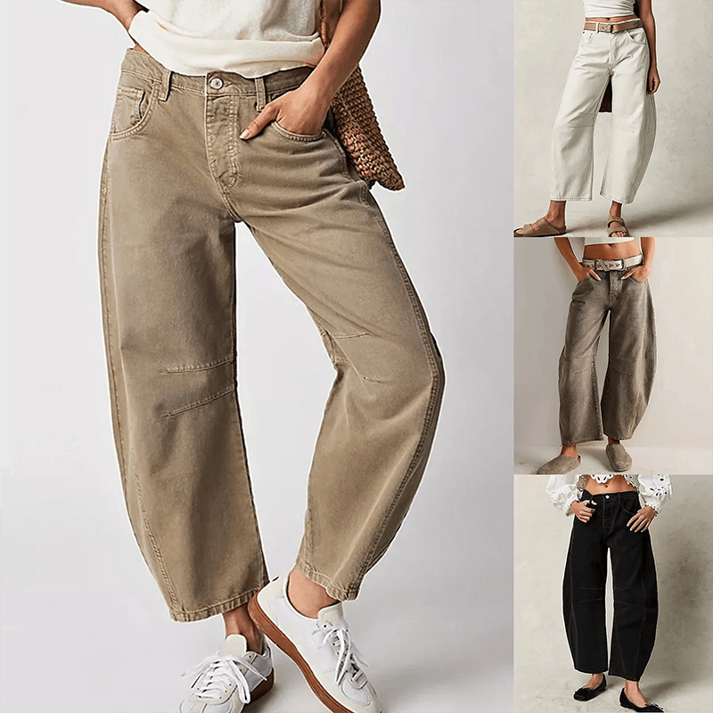Hoch Taillierte Damenjeans mit Weitem Bein 7