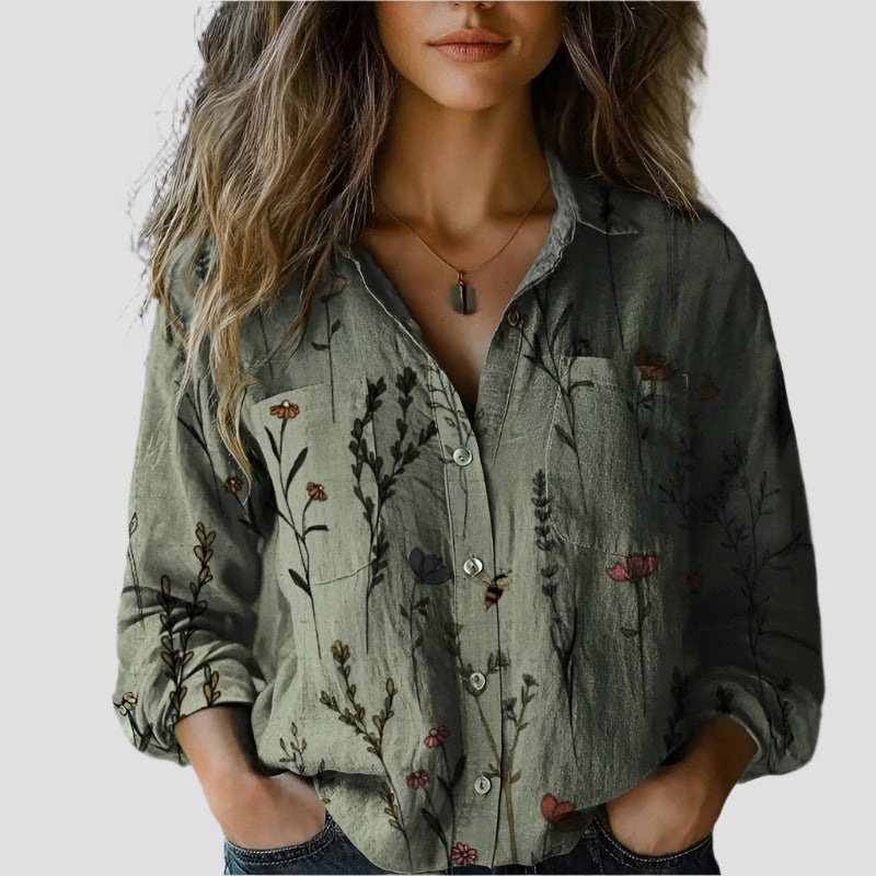 Vintage-Bluse mit Blumenmuster und Kurzarm – Luftiger Stoff für den Sommer 1