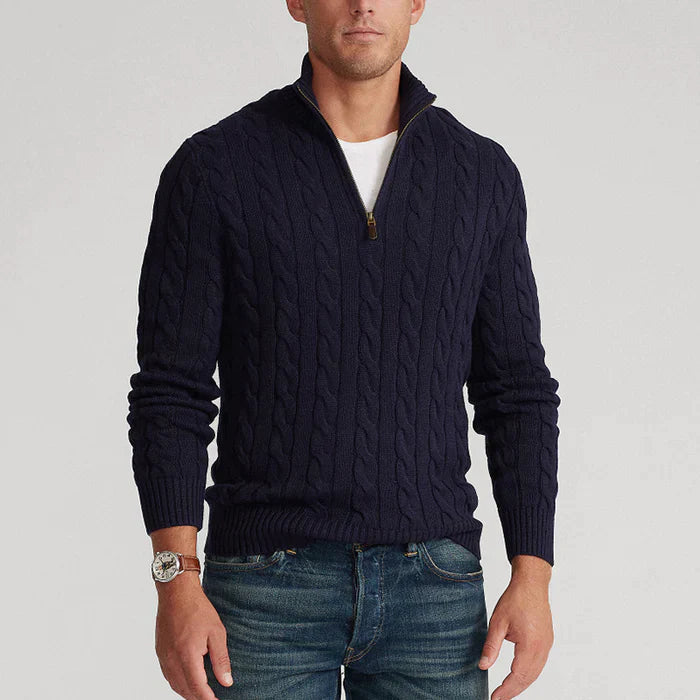 Klassischer Halbzip-Jumper mit Kabelstrickdesign 1