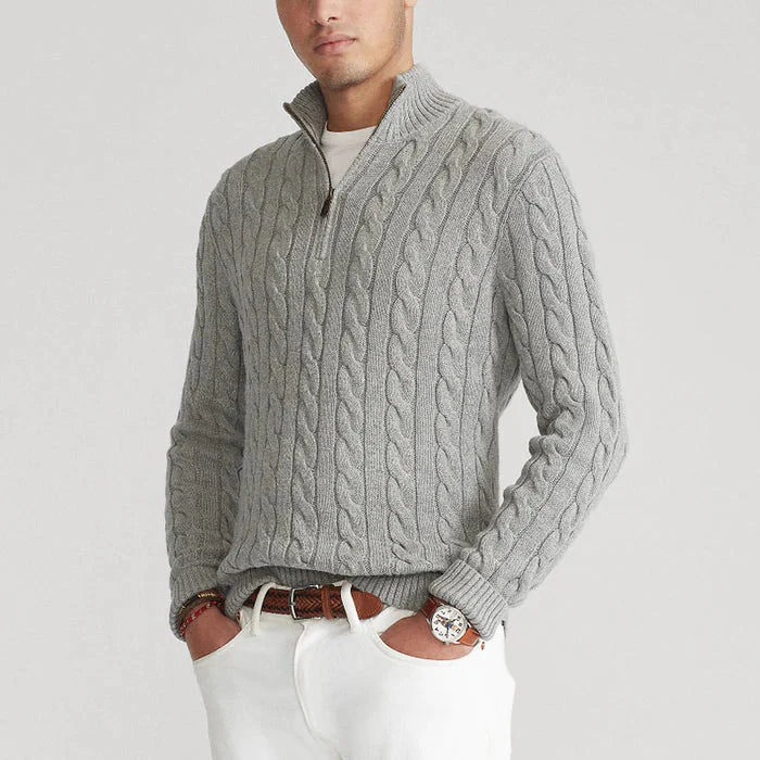 Klassischer Halbzip-Jumper mit Kabelstrickdesign 2