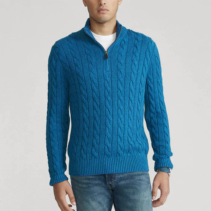 Klassischer Halbzip-Jumper mit Kabelstrickdesign 3