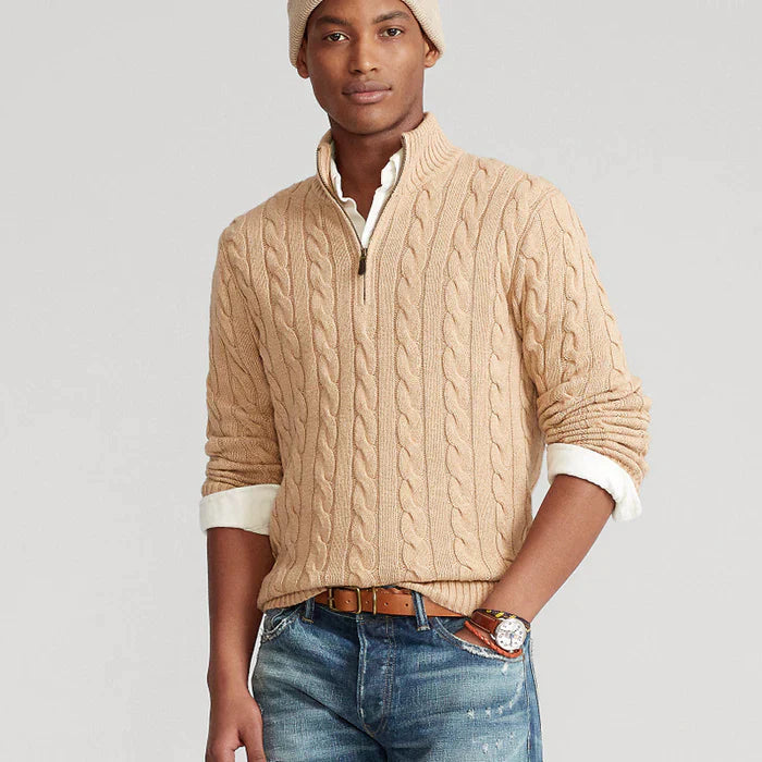 Klassischer Halbzip-Jumper mit Kabelstrickdesign 4