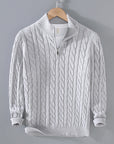 Klassischer Halbzip-Jumper mit Kabelstrickdesign 5