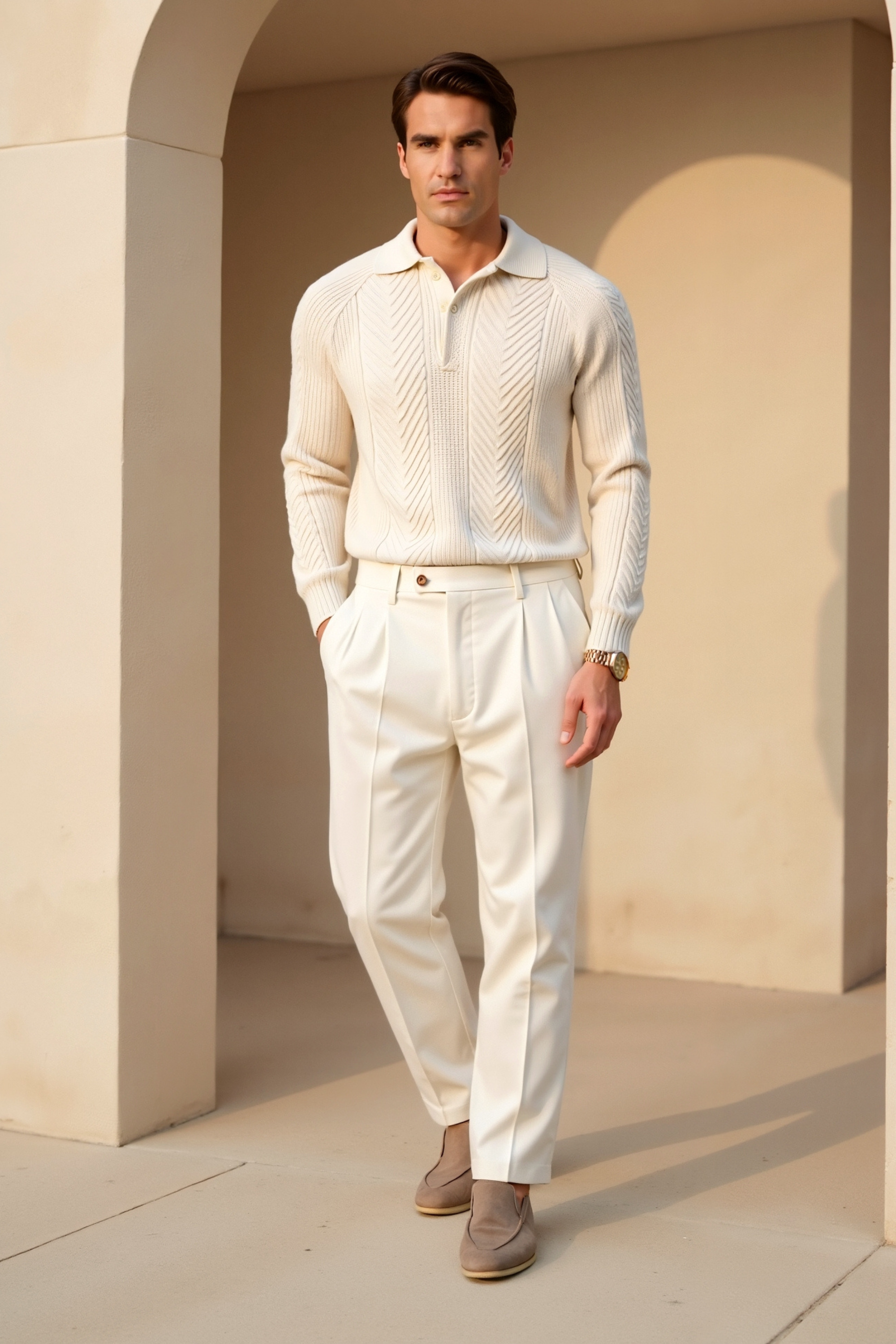 Lars | Herren Strickpullover Polokragen Zopfstrick 3