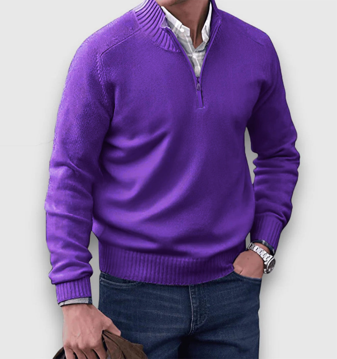 Lars | Herren Strickpullover Reißverschluss Stehkragen Feinstrick 10